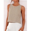 image:imageANRABESS Women Crop Tank Tops High Neck Sleeveless Shirts 2026 Summer Outfits Casual Blouse Beach Vacation ClothesLight Brown White Plaid