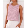 image:imageANRABESS Women Crop Tank Tops High Neck Sleeveless Shirts 2026 Summer Outfits Casual Blouse Beach Vacation ClothesPink White Plaid