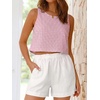 image:imageANRABESS Women Crop Tank Tops High Neck Sleeveless Shirts 2026 Summer Outfits Casual Blouse Beach Vacation ClothesPink White Plaid