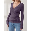 image:imageANRABESS Women Long Sleeve V Neck Shirts  Comfy Soft Sexy SweaterSlim Fit Wrap Top Daily Work Office Vacation Outfits Casual Dressy Spring Fall WinterPurple