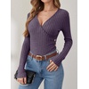 image:imageANRABESS Women Long Sleeve V Neck Shirts  Comfy Soft Sexy SweaterSlim Fit Wrap Top Daily Work Office Vacation Outfits Casual Dressy Spring Fall WinterPurple