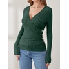 image:imageANRABESS Women Long Sleeve V Neck Shirts  Comfy Soft Sexy SweaterSlim Fit Wrap Top Daily Work Office Vacation Outfits Casual Dressy Spring Fall WinterGreen