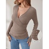 image:imageANRABESS Women Long Sleeve V Neck Shirts  Comfy Soft Sexy SweaterSlim Fit Wrap Top Daily Work Office Vacation Outfits Casual Dressy Spring Fall WinterTan