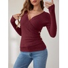 image:imageANRABESS Women Long Sleeve V Neck Shirts  Comfy Soft Sexy SweaterSlim Fit Wrap Top Daily Work Office Vacation Outfits Casual Dressy Spring Fall WinterBurgundy