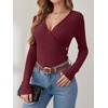 image:imageANRABESS Women Long Sleeve V Neck Shirts  Comfy Soft Sexy SweaterSlim Fit Wrap Top Daily Work Office Vacation Outfits Casual Dressy Spring Fall WinterBurgundy