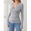 image:imageANRABESS Women Long Sleeve V Neck Shirts  Comfy Soft Sexy SweaterSlim Fit Wrap Top Daily Work Office Vacation Outfits Casual Dressy Spring Fall WinterGrey