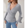 image:imageANRABESS Women Long Sleeve V Neck Shirts  Comfy Soft Sexy SweaterSlim Fit Wrap Top Daily Work Office Vacation Outfits Casual Dressy Spring Fall WinterGrey
