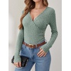image:imageANRABESS Women Long Sleeve V Neck Shirts  Comfy Soft Sexy SweaterSlim Fit Wrap Top Daily Work Office Vacation Outfits Casual Dressy Spring Fall WinterLight Green