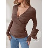 image:imageANRABESS Women Long Sleeve V Neck Shirts  Comfy Soft Sexy SweaterSlim Fit Wrap Top Daily Work Office Vacation Outfits Casual Dressy Spring Fall WinterBrown