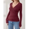 image:imageANRABESS Women Long Sleeve V Neck Shirts  Comfy Soft Sexy SweaterSlim Fit Wrap Top Daily Work Office Vacation Outfits Casual Dressy Spring Fall WinterBurgundy