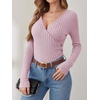 image:imageANRABESS Women Long Sleeve V Neck Shirts  Comfy Soft Sexy SweaterSlim Fit Wrap Top Daily Work Office Vacation Outfits Casual Dressy Spring Fall WinterPink
