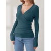 image:imageANRABESS Women Long Sleeve V Neck Shirts  Comfy Soft Sexy SweaterSlim Fit Wrap Top Daily Work Office Vacation Outfits Casual Dressy Spring Fall WinterTeal