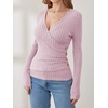 image:imageANRABESS Women Long Sleeve V Neck Shirts  Comfy Soft Sexy SweaterSlim Fit Wrap Top Daily Work Office Vacation Outfits Casual Dressy Spring Fall WinterPink