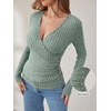 image:imageANRABESS Women Long Sleeve V Neck Shirts  Comfy Soft Sexy SweaterSlim Fit Wrap Top Daily Work Office Vacation Outfits Casual Dressy Spring Fall WinterLight Green