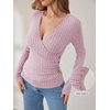 image:imageANRABESS Women Long Sleeve V Neck Shirts  Comfy Soft Sexy SweaterSlim Fit Wrap Top Daily Work Office Vacation Outfits Casual Dressy Spring Fall WinterPink