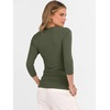image:imageANRABESS Womens 34 Length Sleeve Ribbed Knit TopsampShirts V Neck Slim Fit Soft Medium Stretch Summer Casual Basic OutfitsArmy Green