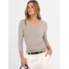 image:imageANRABESS Womens 34 Length Sleeve Ribbed Knit TopsampShirts V Neck Slim Fit Soft Medium Stretch Summer Casual Basic OutfitsBeige