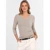 image:imageANRABESS Womens 34 Length Sleeve Ribbed Knit TopsampShirts V Neck Slim Fit Soft Medium Stretch Summer Casual Basic OutfitsBeige