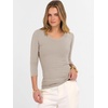 image:imageANRABESS Womens 34 Length Sleeve Ribbed Knit TopsampShirts V Neck Slim Fit Soft Medium Stretch Summer Casual Basic OutfitsBeige