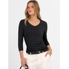 image:imageANRABESS Womens 34 Length Sleeve Ribbed Knit TopsampShirts V Neck Slim Fit Soft Medium Stretch Summer Casual Basic OutfitsBlack