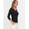 image:imageANRABESS Womens 34 Length Sleeve Ribbed Knit TopsampShirts V Neck Slim Fit Soft Medium Stretch Summer Casual Basic OutfitsBlack
