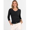 image:imageANRABESS Womens 34 Length Sleeve Ribbed Knit TopsampShirts V Neck Slim Fit Soft Medium Stretch Summer Casual Basic OutfitsBlack