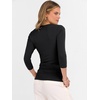image:imageANRABESS Womens 34 Length Sleeve Ribbed Knit TopsampShirts V Neck Slim Fit Soft Medium Stretch Summer Casual Basic OutfitsBlack
