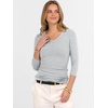 image:imageANRABESS Womens 34 Length Sleeve Ribbed Knit TopsampShirts V Neck Slim Fit Soft Medium Stretch Summer Casual Basic OutfitsBright Grey