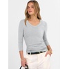 image:imageANRABESS Womens 34 Length Sleeve Ribbed Knit TopsampShirts V Neck Slim Fit Soft Medium Stretch Summer Casual Basic OutfitsBright Grey