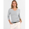 image:imageANRABESS Womens 34 Length Sleeve Ribbed Knit TopsampShirts V Neck Slim Fit Soft Medium Stretch Summer Casual Basic OutfitsBright Grey