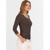 image:imageANRABESS Womens 34 Length Sleeve Ribbed Knit TopsampShirts V Neck Slim Fit Soft Medium Stretch Summer Casual Basic OutfitsCoffee