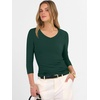image:imageANRABESS Womens 34 Length Sleeve Ribbed Knit TopsampShirts V Neck Slim Fit Soft Medium Stretch Summer Casual Basic OutfitsDeep Green