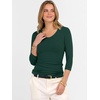 image:imageANRABESS Womens 34 Length Sleeve Ribbed Knit TopsampShirts V Neck Slim Fit Soft Medium Stretch Summer Casual Basic OutfitsDeep Green