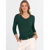 image:imageANRABESS Womens 34 Length Sleeve Ribbed Knit TopsampShirts V Neck Slim Fit Soft Medium Stretch Summer Casual Basic OutfitsDeep Green