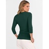 image:imageANRABESS Womens 34 Length Sleeve Ribbed Knit TopsampShirts V Neck Slim Fit Soft Medium Stretch Summer Casual Basic OutfitsDeep Green