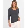 image:imageANRABESS Womens 34 Length Sleeve Ribbed Knit TopsampShirts V Neck Slim Fit Soft Medium Stretch Summer Casual Basic OutfitsDeep Grey