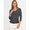 image:imageANRABESS Womens 34 Length Sleeve Ribbed Knit TopsampShirts V Neck Slim Fit Soft Medium Stretch Summer Casual Basic OutfitsDeep Grey