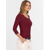 image:imageANRABESS Womens 34 Length Sleeve Ribbed Knit TopsampShirts V Neck Slim Fit Soft Medium Stretch Summer Casual Basic OutfitsDeep Red