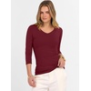 image:imageANRABESS Womens 34 Length Sleeve Ribbed Knit TopsampShirts V Neck Slim Fit Soft Medium Stretch Summer Casual Basic OutfitsDeep Red