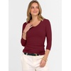 image:imageANRABESS Womens 34 Length Sleeve Ribbed Knit TopsampShirts V Neck Slim Fit Soft Medium Stretch Summer Casual Basic OutfitsDeep Red