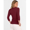 image:imageANRABESS Womens 34 Length Sleeve Ribbed Knit TopsampShirts V Neck Slim Fit Soft Medium Stretch Summer Casual Basic OutfitsDeep Red