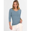 image:imageANRABESS Womens 34 Length Sleeve Ribbed Knit TopsampShirts V Neck Slim Fit Soft Medium Stretch Summer Casual Basic OutfitsGrey Blue