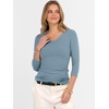 image:imageANRABESS Womens 34 Length Sleeve Ribbed Knit TopsampShirts V Neck Slim Fit Soft Medium Stretch Summer Casual Basic OutfitsGrey Blue