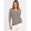 image:imageANRABESS Womens 34 Length Sleeve Ribbed Knit TopsampShirts V Neck Slim Fit Soft Medium Stretch Summer Casual Basic OutfitsGrey Khaki