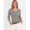 image:imageANRABESS Womens 34 Length Sleeve Ribbed Knit TopsampShirts V Neck Slim Fit Soft Medium Stretch Summer Casual Basic OutfitsGrey Khaki