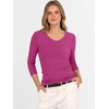 image:imageANRABESS Womens 34 Length Sleeve Ribbed Knit TopsampShirts V Neck Slim Fit Soft Medium Stretch Summer Casual Basic OutfitsHot Pink