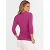 image:imageANRABESS Womens 34 Length Sleeve Ribbed Knit TopsampShirts V Neck Slim Fit Soft Medium Stretch Summer Casual Basic OutfitsHot Pink