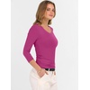 image:imageANRABESS Womens 34 Length Sleeve Ribbed Knit TopsampShirts V Neck Slim Fit Soft Medium Stretch Summer Casual Basic OutfitsHot Pink