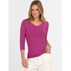 image:imageANRABESS Womens 34 Length Sleeve Ribbed Knit TopsampShirts V Neck Slim Fit Soft Medium Stretch Summer Casual Basic OutfitsHot Pink