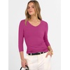 image:imageANRABESS Womens 34 Length Sleeve Ribbed Knit TopsampShirts V Neck Slim Fit Soft Medium Stretch Summer Casual Basic OutfitsHot Pink